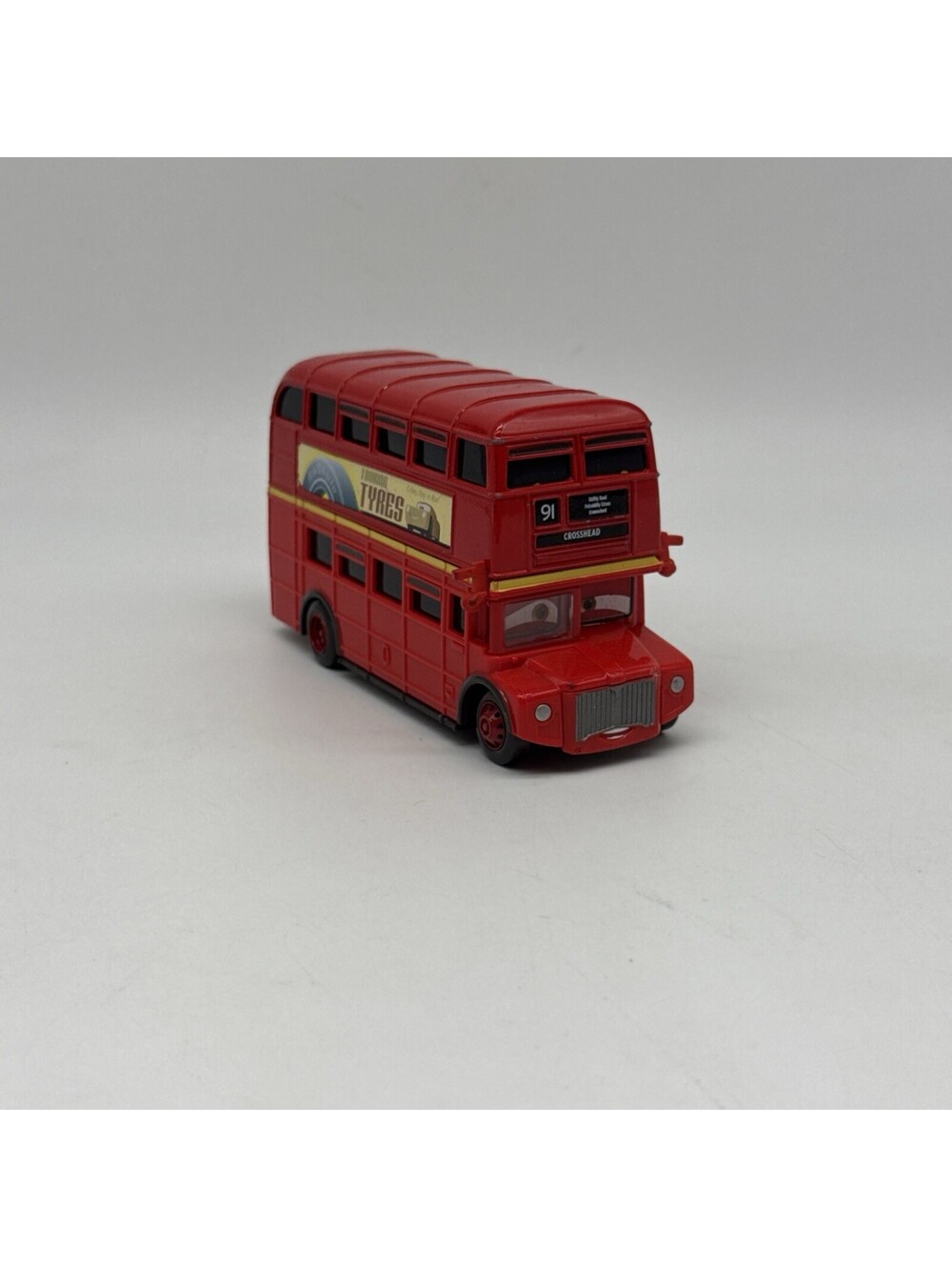Disney Pixar Cars London Double Decker Bus 91 Crosshead Touring Tyres 5" Red